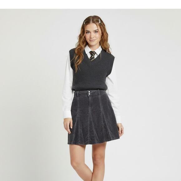 Athleta Corduroy Y2K Skirt Womens 6 Tall Flare Dark Academia Granola Western - Picture 1 of 8